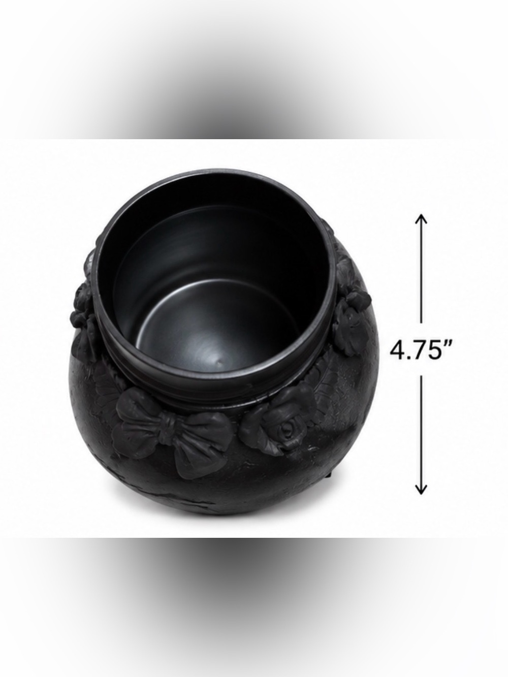 Black Decorative Skull Sculpture with Glitter Eyes Vase Makeup Brush Storage - Picture 4 of 4